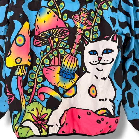 RIPNDIP Lord Nermal Cat Mushroom Psychedelic Windbreaker Hoodie Men's Sz Medium - Picture 5 of 10